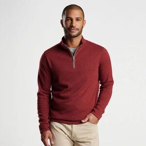 Peter Millar Crown Men's Sweater Fleece Quarter-Zip in Burgundy 2X Tall